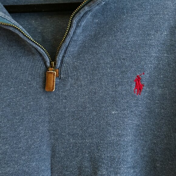 POLO Ralph Lauren Men's 100% Cotton Quarter 1/4 Zip Mock Neck Pullover Sweater S - Picture 5 of 5
